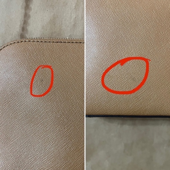 Michael Kors | Cindy Large Dome Saffiano Leather Crossbody Bag Purse in Peanut - Picture 11 of 16